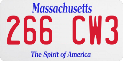 MA license plate 266CW3