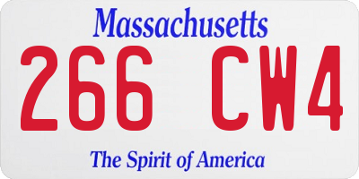 MA license plate 266CW4