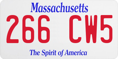MA license plate 266CW5