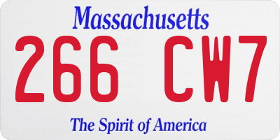MA license plate 266CW7