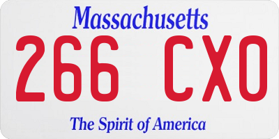 MA license plate 266CX0