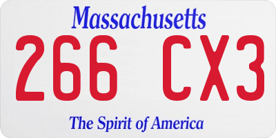 MA license plate 266CX3