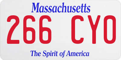 MA license plate 266CY0