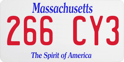 MA license plate 266CY3