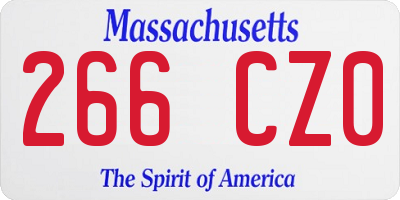 MA license plate 266CZ0