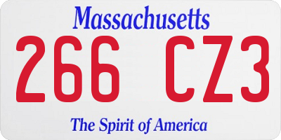 MA license plate 266CZ3