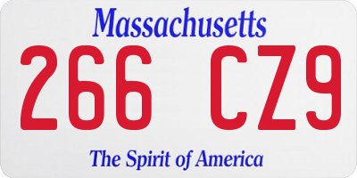 MA license plate 266CZ9