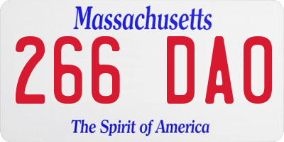 MA license plate 266DA0