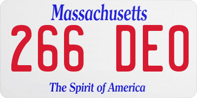 MA license plate 266DE0