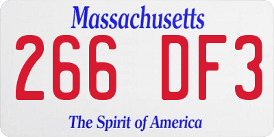 MA license plate 266DF3