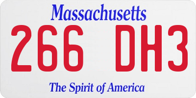 MA license plate 266DH3