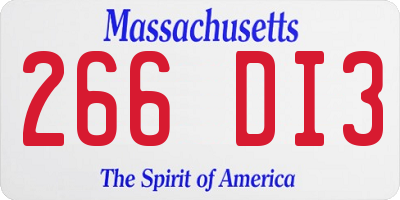 MA license plate 266DI3