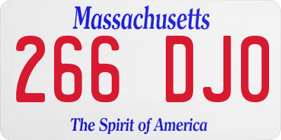 MA license plate 266DJ0