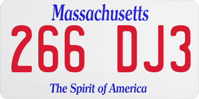 MA license plate 266DJ3