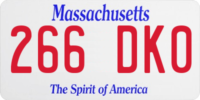 MA license plate 266DK0