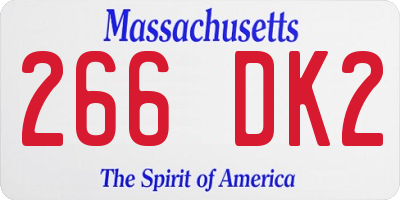 MA license plate 266DK2
