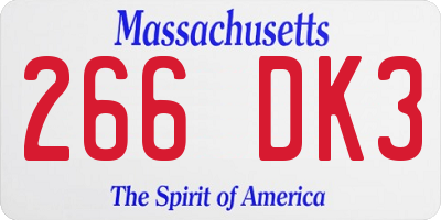 MA license plate 266DK3
