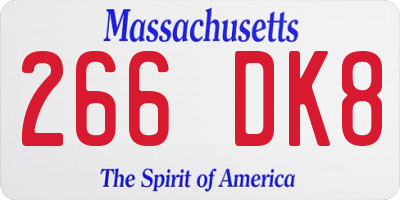 MA license plate 266DK8