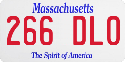 MA license plate 266DL0