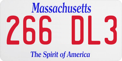 MA license plate 266DL3