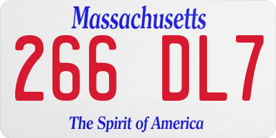 MA license plate 266DL7
