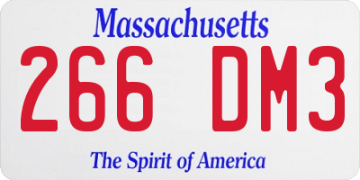 MA license plate 266DM3