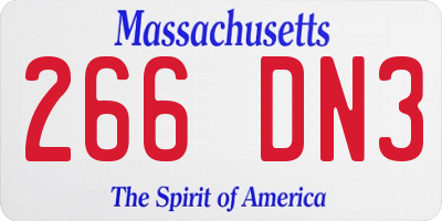 MA license plate 266DN3