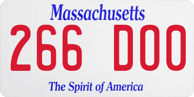 MA license plate 266DO0