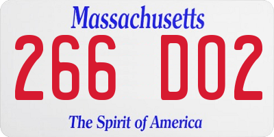 MA license plate 266DO2