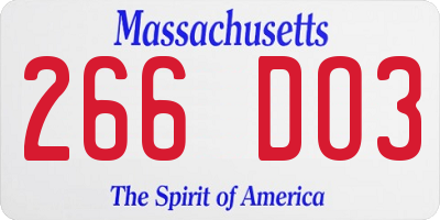 MA license plate 266DO3