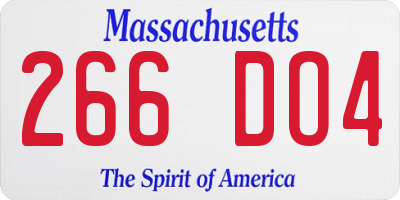 MA license plate 266DO4