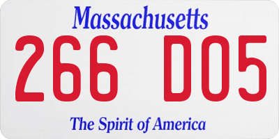 MA license plate 266DO5
