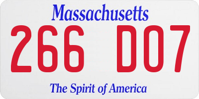 MA license plate 266DO7