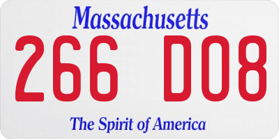 MA license plate 266DO8