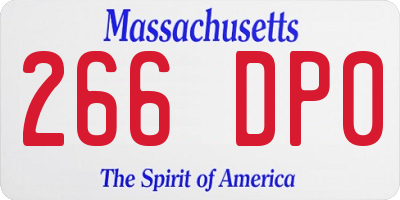 MA license plate 266DP0