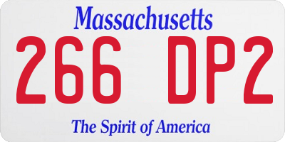 MA license plate 266DP2