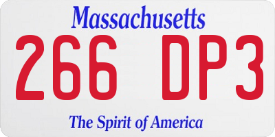 MA license plate 266DP3