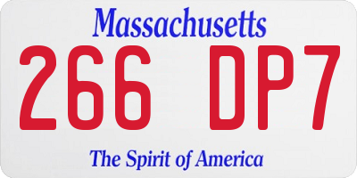MA license plate 266DP7
