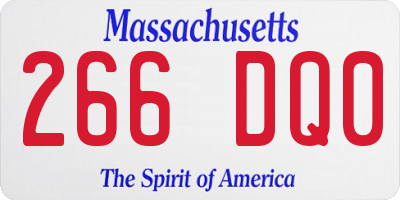 MA license plate 266DQ0