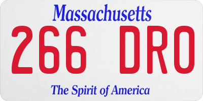 MA license plate 266DR0
