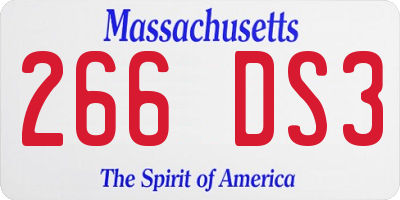 MA license plate 266DS3