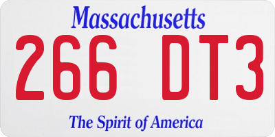 MA license plate 266DT3