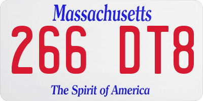 MA license plate 266DT8