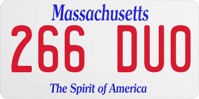 MA license plate 266DU0