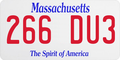 MA license plate 266DU3