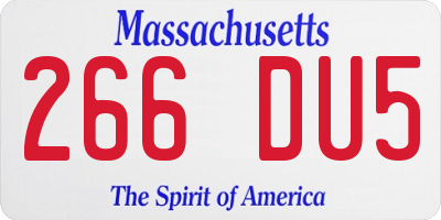 MA license plate 266DU5