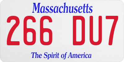 MA license plate 266DU7