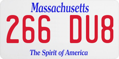 MA license plate 266DU8