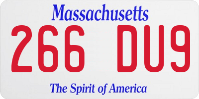 MA license plate 266DU9