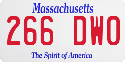 MA license plate 266DW0